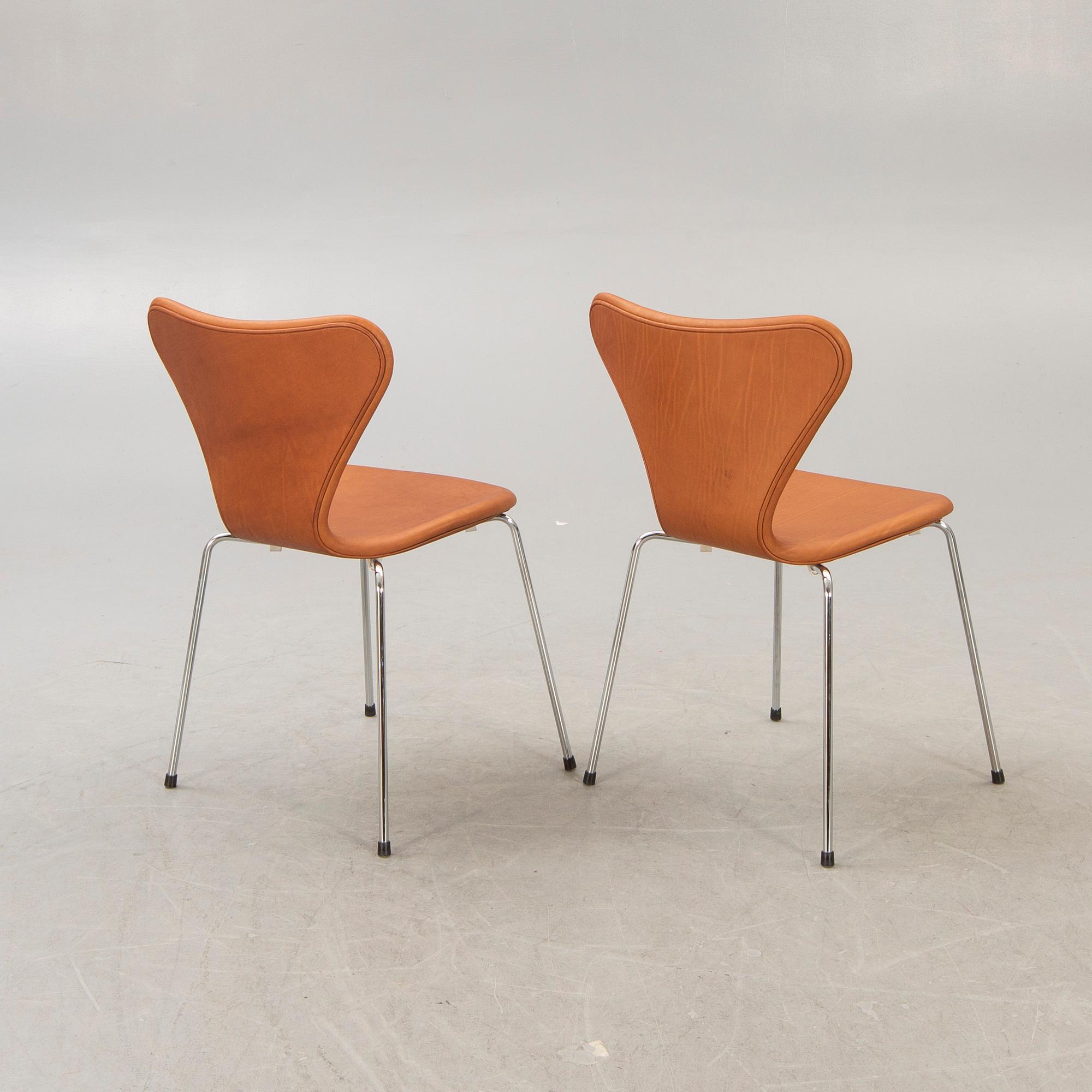 Arne Jacobsen, chairs, 6 pcs, "Sjuan", for Fritz Hansen, Denmark.