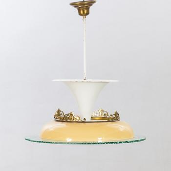 Taklampa art deco, troligen  Böhlmark 1930-tal.