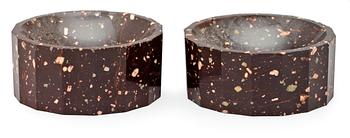 737. A pair of Swedish Empire 19th century porphyry salts.