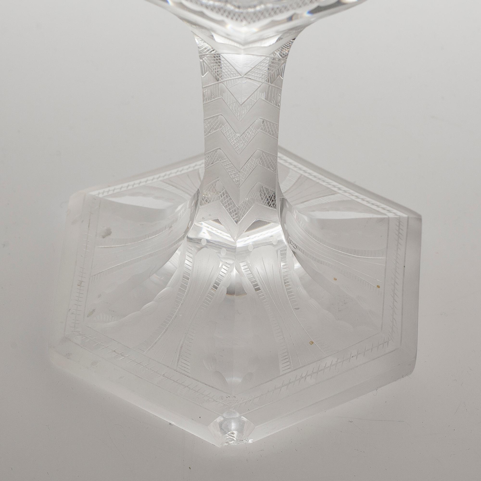 A glass vase, "Sex Gracer" by Simon Gate, Orrefors, second quarter of the 20th century.