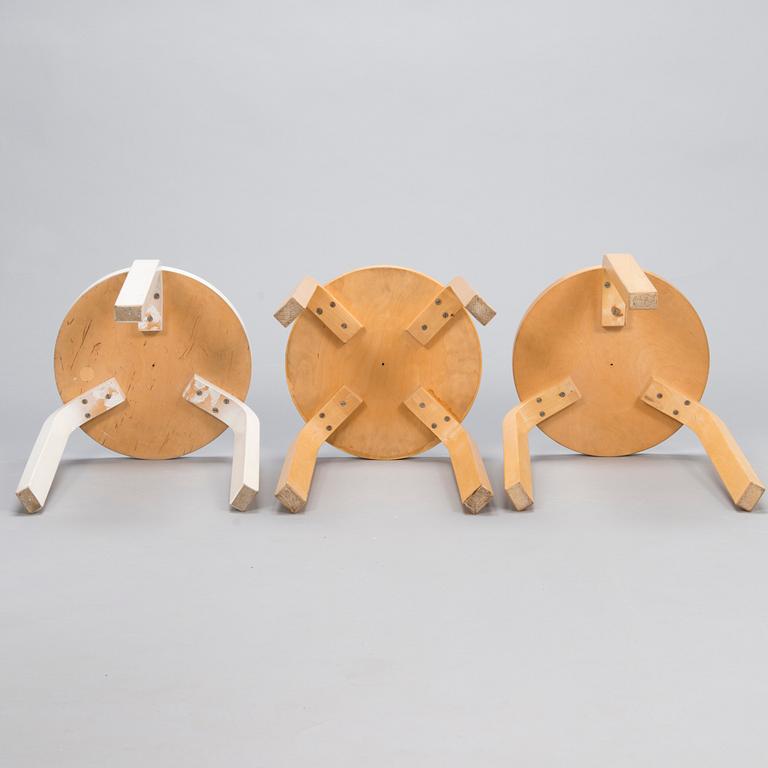 ALVAR AALTO, three late 20th century stools for Artek.