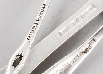 PARTI SILVER, 13 delar, bla Gewe Silvervarufabriken Ab, Malmö, 1955. Vikt 545 g.