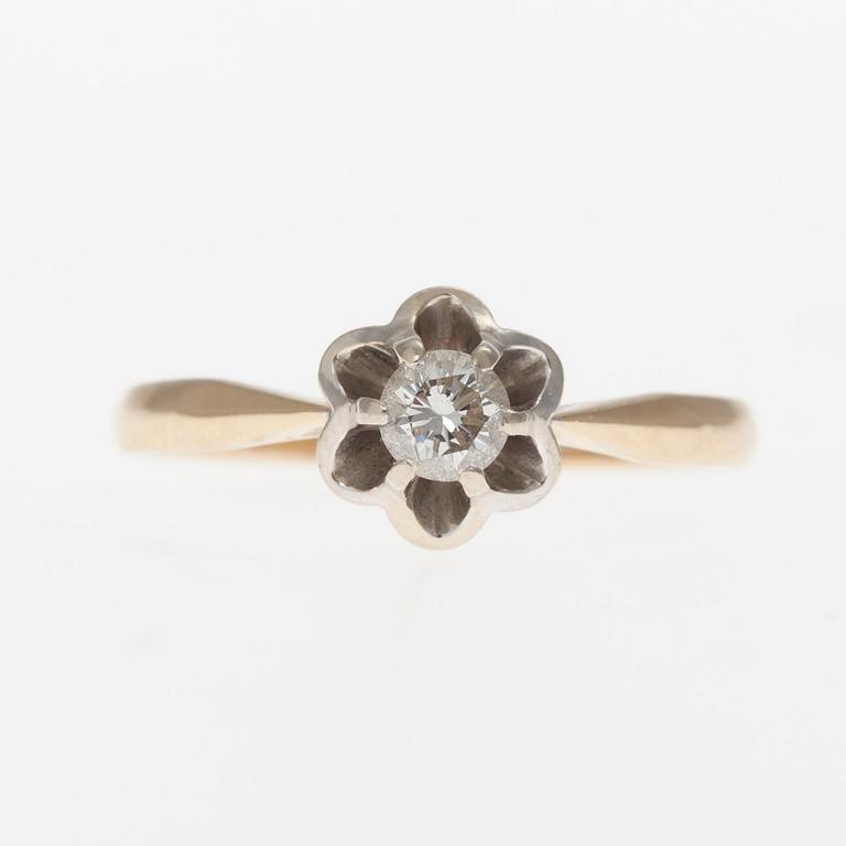 RING 18k, Finland 1981, briljant slipad diamant, ca 0,25 ct.