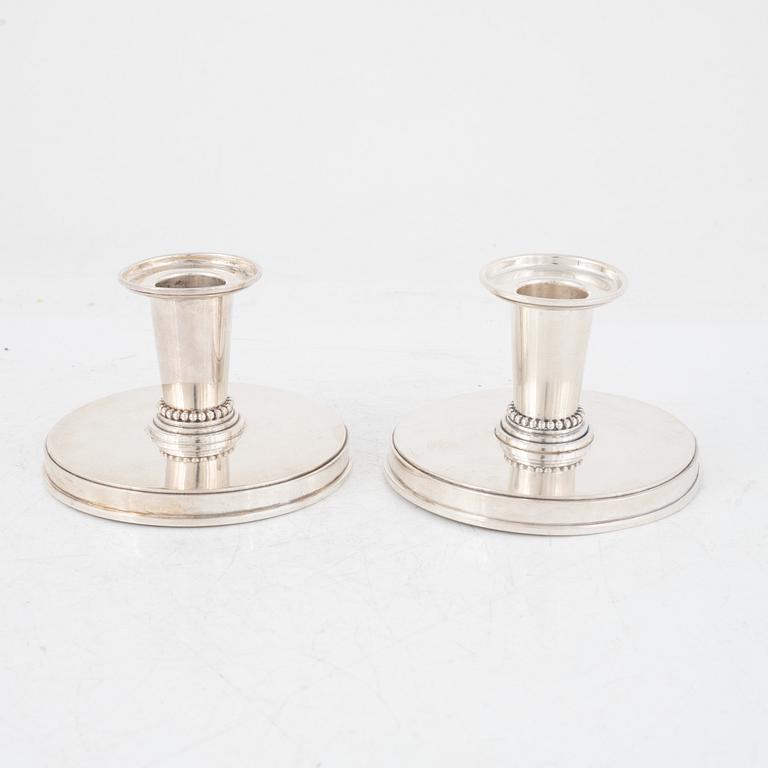 A pair of Swedish silver candlesticks, mark of Atelier Borgila, Stockholm 1956.