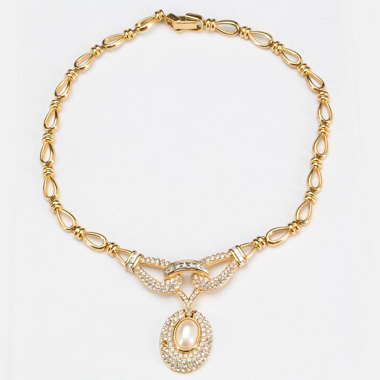 HALSBAND, gulmetall, Oscar de la Renta, vintage.