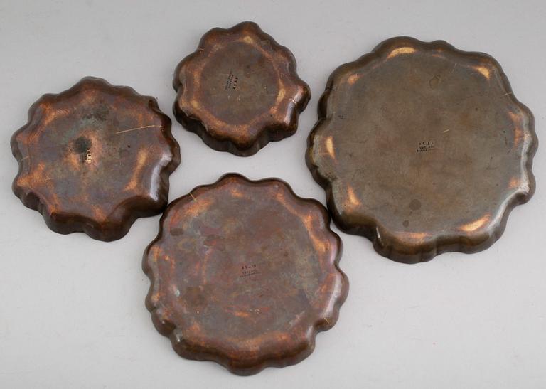 ASKFAT, 4 st, brons, Tiffany Studios, New York, 1900-talets första hälft.