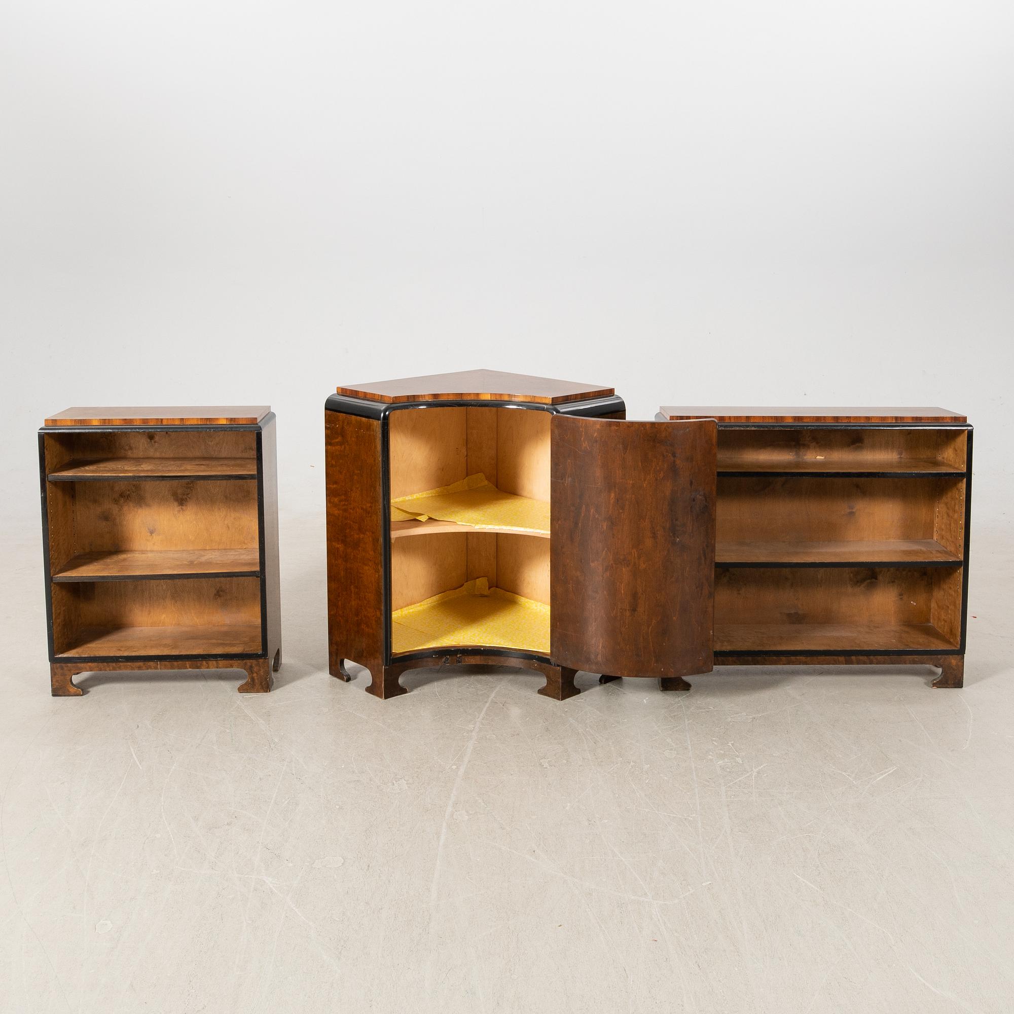 Corner bookcase three dlr 1940s.