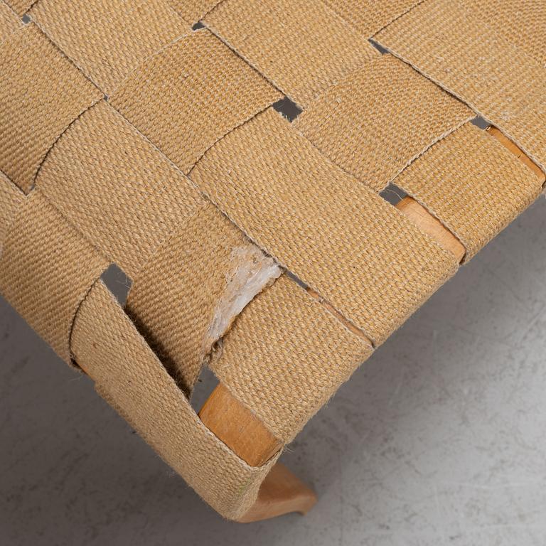 Bruno Mathsson, a 'Pernilla' lounge chair and foot stool from Firma Karl Mathsson, 1940's/50's.