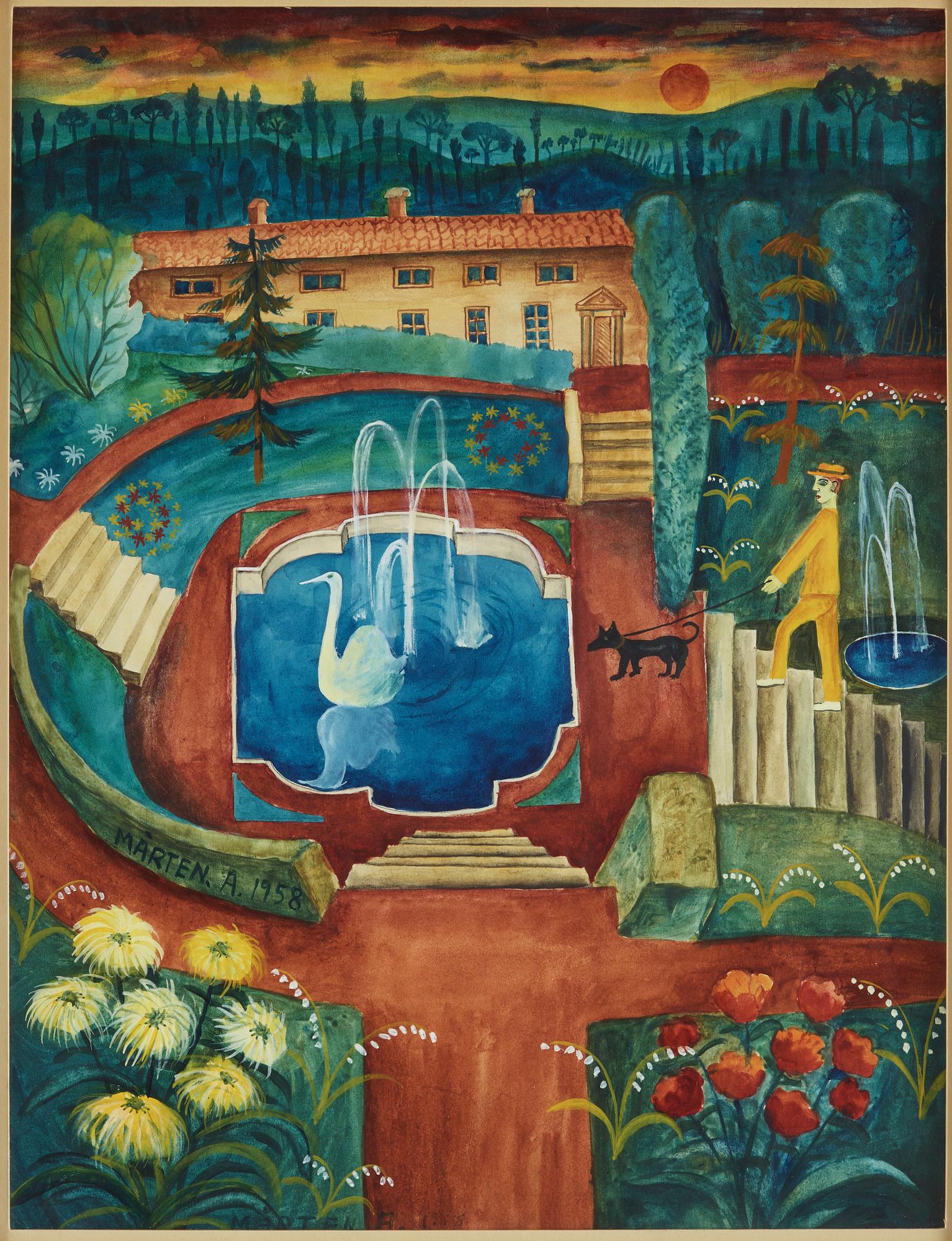 MÅRTEN ANDERSSON, watercolour with heightening white on paper, signed (twice) Mårten A. and dated 1958.