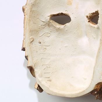 Michael Schilkin, väggskulptur / mask, Arabia, Finland 1930-50-tal.