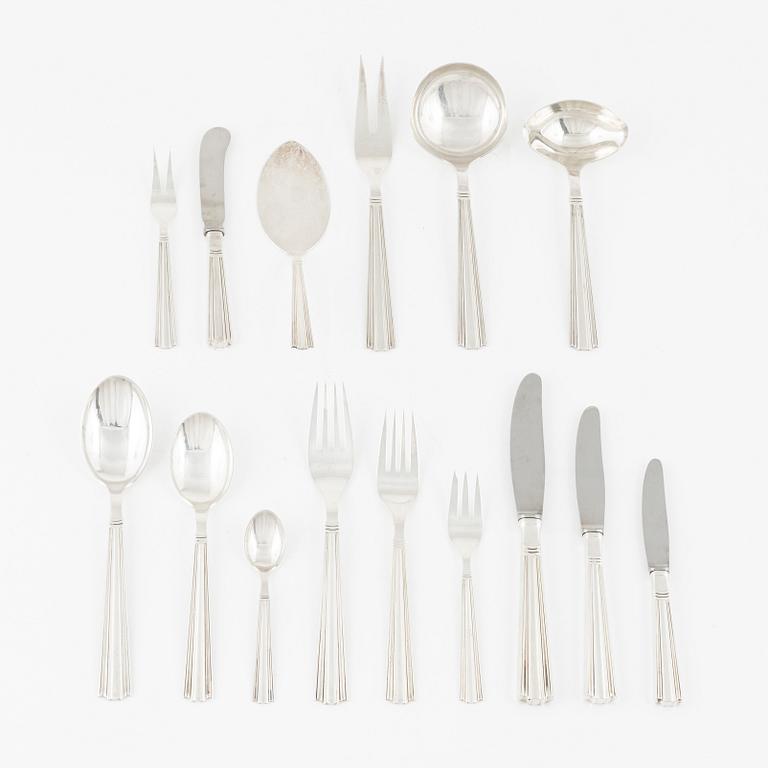 a set of 124 pieces of sterling and stainless steel flatware, Cohr, Denmark, 1950's.