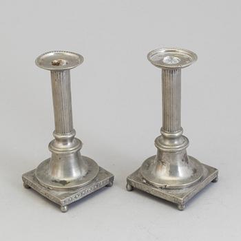 A pair of 18th century peuter candles.