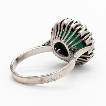 Ring, palladium, diamanter, färgad kalcedon.