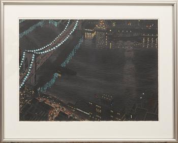 Yvonne Jaquette, Brooklyn Bridge Reflected, Night (1983).