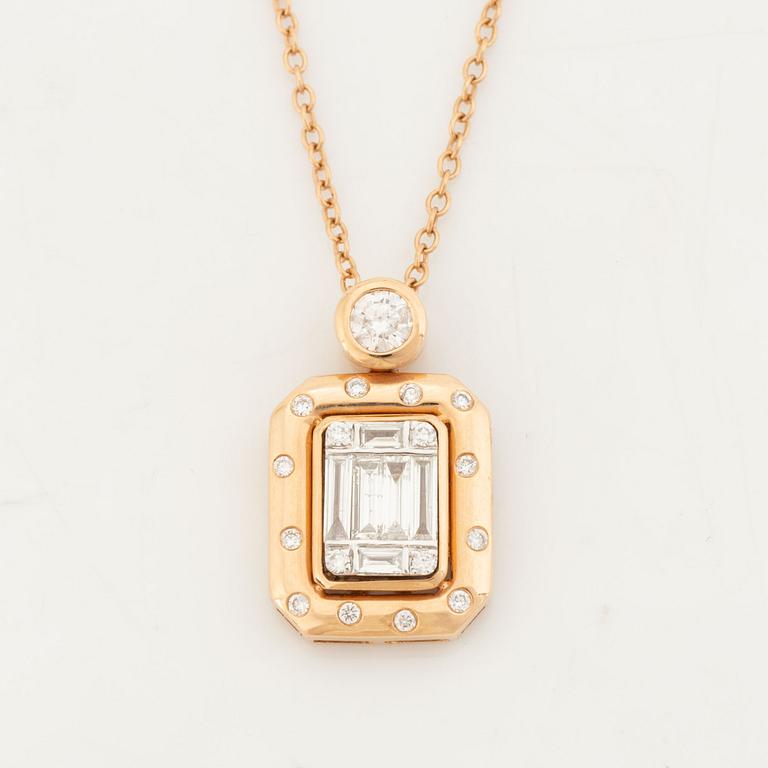 Baguette and brilliant cut diamond necklace.