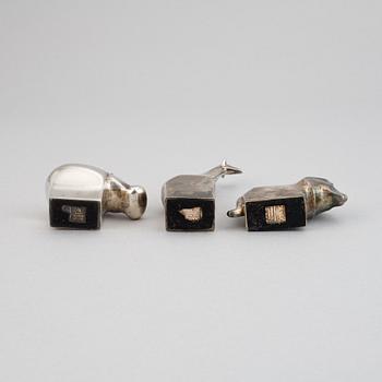 Three silver plated zinc figurines, Dansk Designs, Japan, including Gunnar Cyrén.