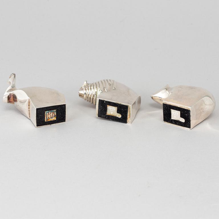 Three electro plated zinc figurines from Dansk Designs, Japan.