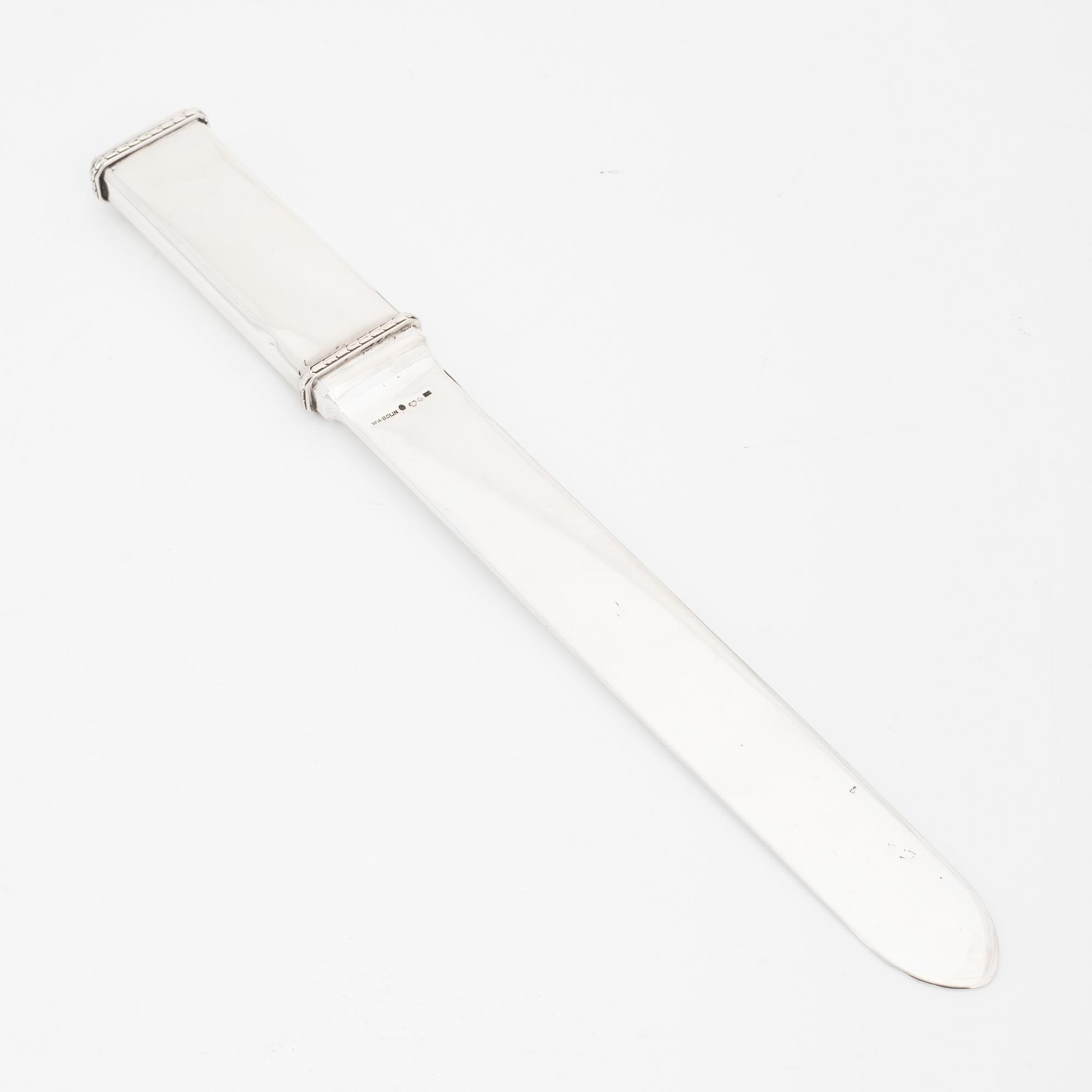 W.A. Bolin, brevkniv, silver, Stockholm 1948.