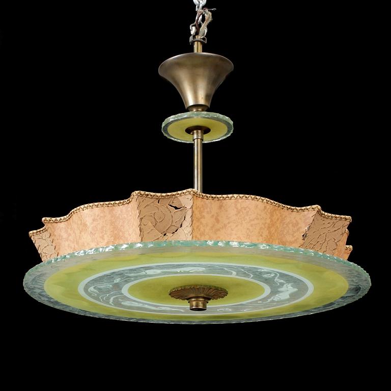 TAKPLAFOND, 1920/30-tal. Höjd: 43. Diameter 61 cm.
