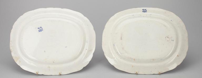 SERVERINGASFAT 4 st, flintgods, "Svenska Slott" Rörstrand.