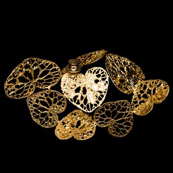 A MARIA JAUHIAINEN BROOCH, "cloud of Hearts", steel, 24K gold leaf, 2018.