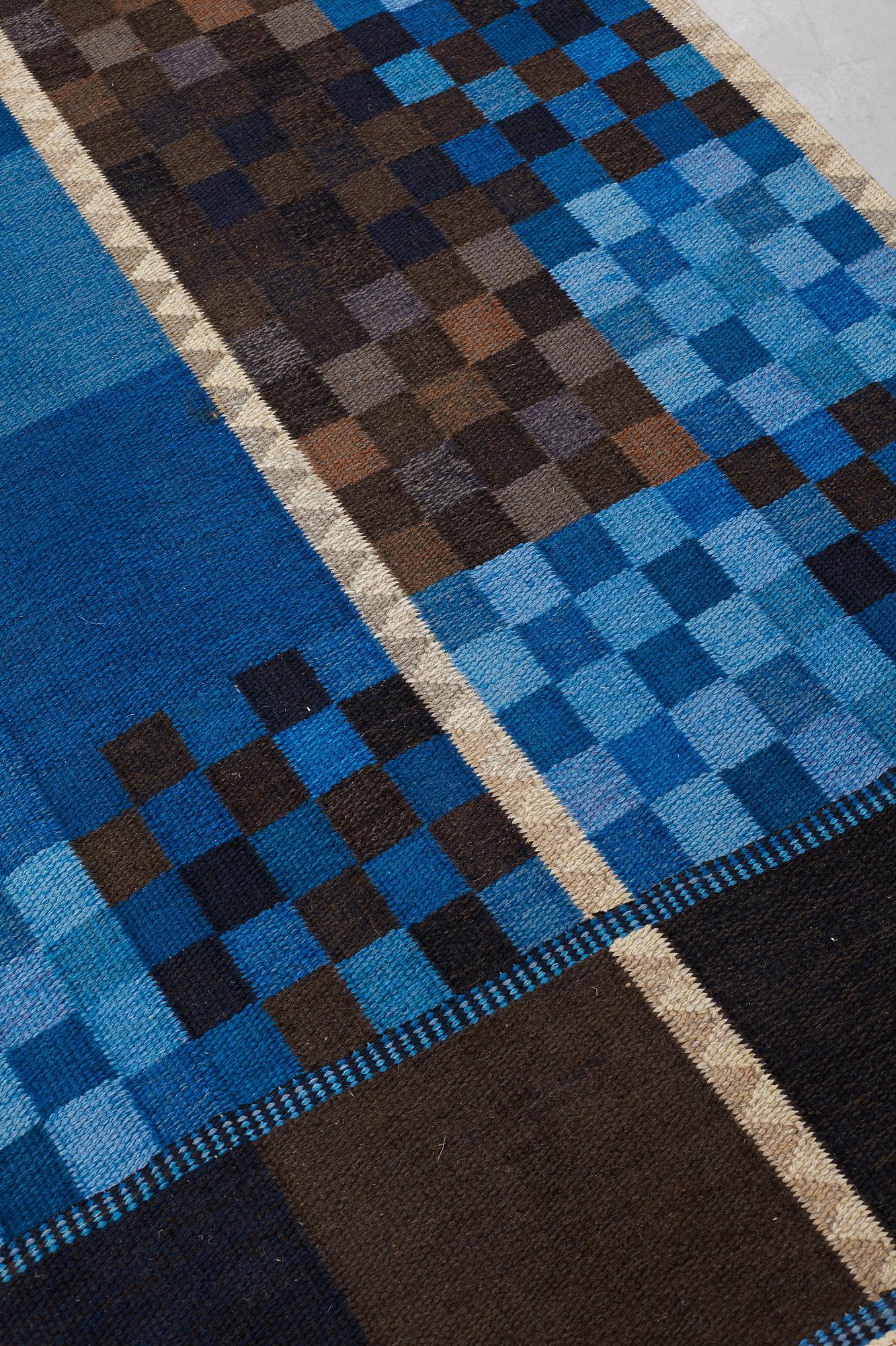 Ingrid Dessau, MATTO, flat weave, ca 269 x 175 cm, signerad KLH ID (Kristianstad Läns Hemslöjd, Ingrid Dessau).
