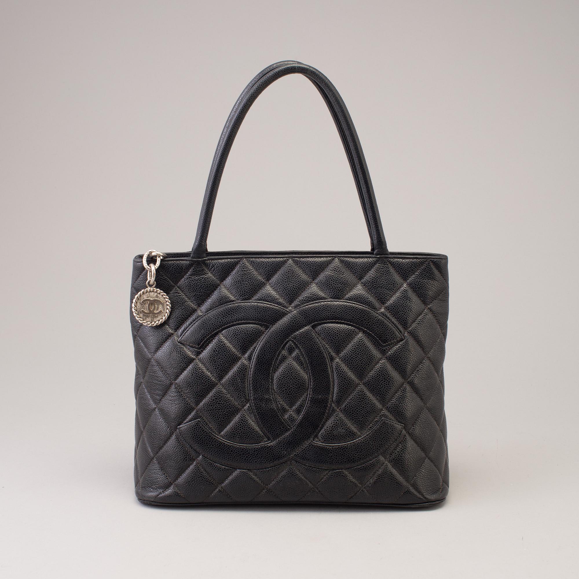 Black Caviar Leather Medallion Tote Bag, 2000-2002.