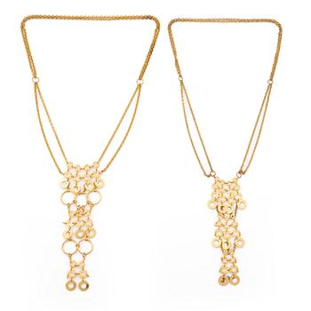 Siv Lagerström two necklaces in yellow metal.