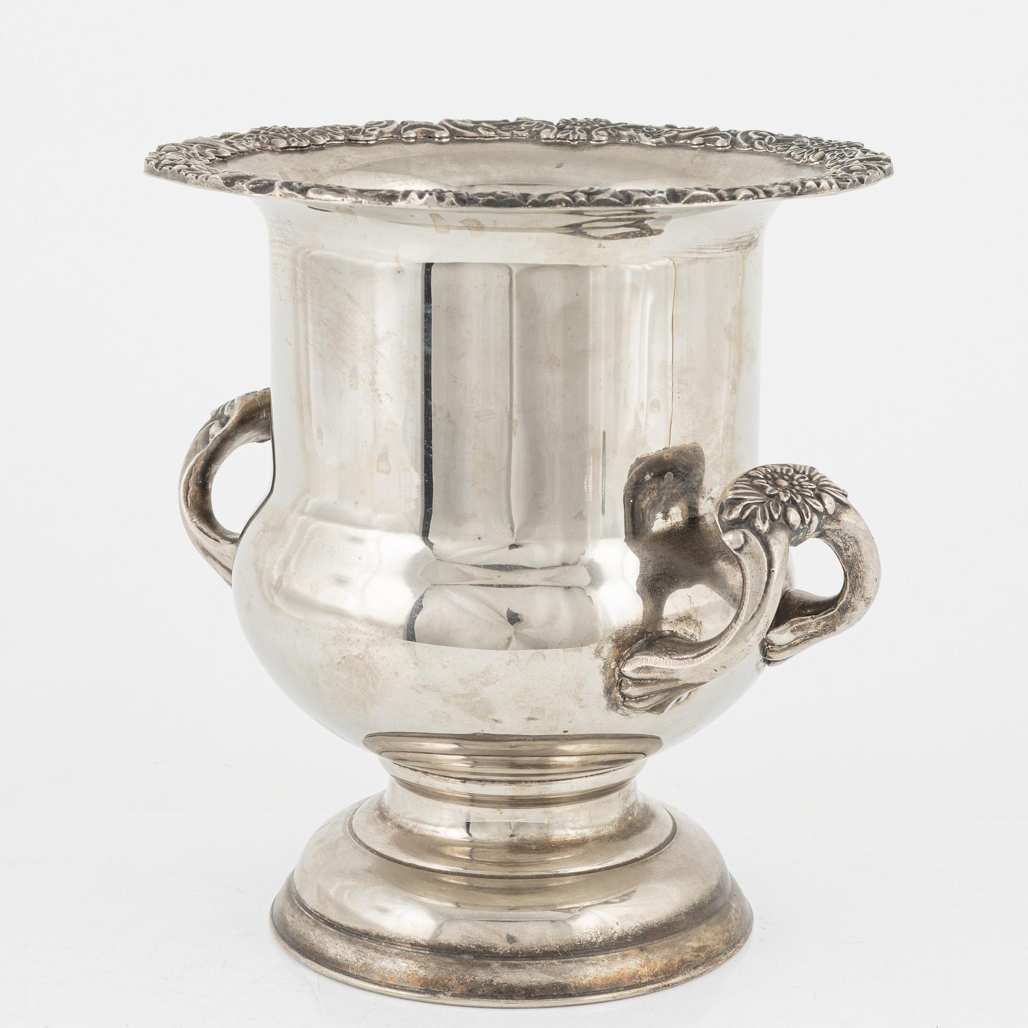 A silver plated wine cooler, Hong Kong, second half of the 20th Century.