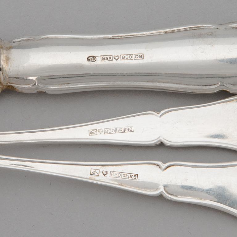 A 24-piece set of 'Chippendale' silver cutlery, Finnish hallmarks 1987-91.