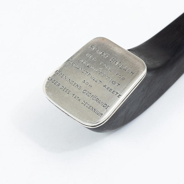 Atelier Borgila, A silver and wood ceremonial mallet, Stockholm, Sweden 1941.