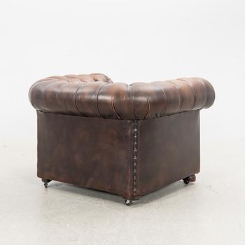 Sofa and armchair, Chesterfield, 20th century.