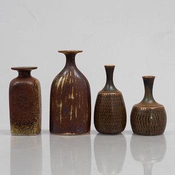 Stig Lindberg, a set of nine stoneware vessels, Gustavsbergs studio.