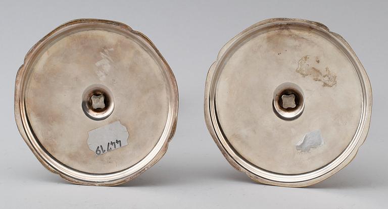 LJUSSTAKAR, 1 par, silver, 1900-talets mitt.