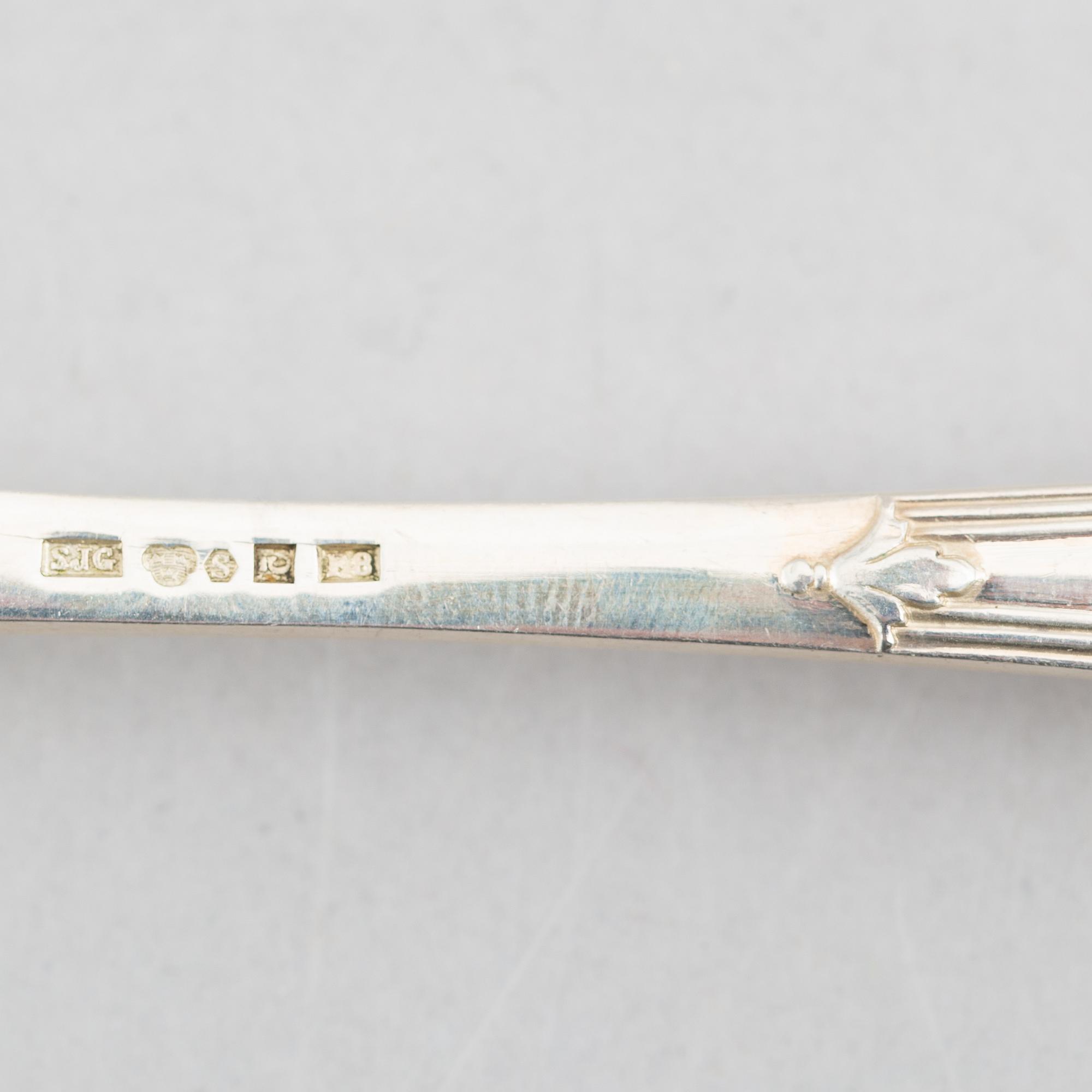 Uppsättning skedar och gafflar, 14 delar, silver, "Rosett", bl.a. Bernt Erlandsson, Kristianstad, 1912-32.