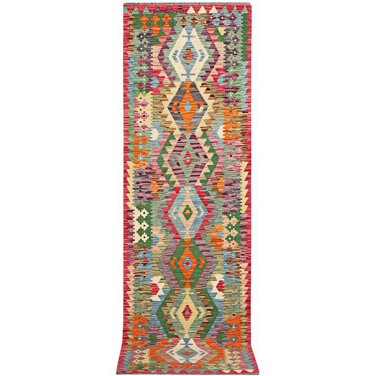 A runner carpet, Kilim. c. 289 x 81 cm.