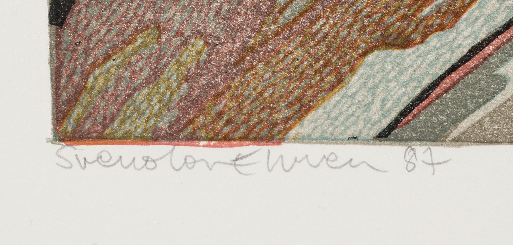 SVENOLOV EHRÉN, färglitografi, signerad, daterad 87 och numrerad 158/360.