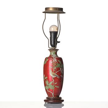 A Japanese enamel vase and lamp, Meiji (1868-1912).