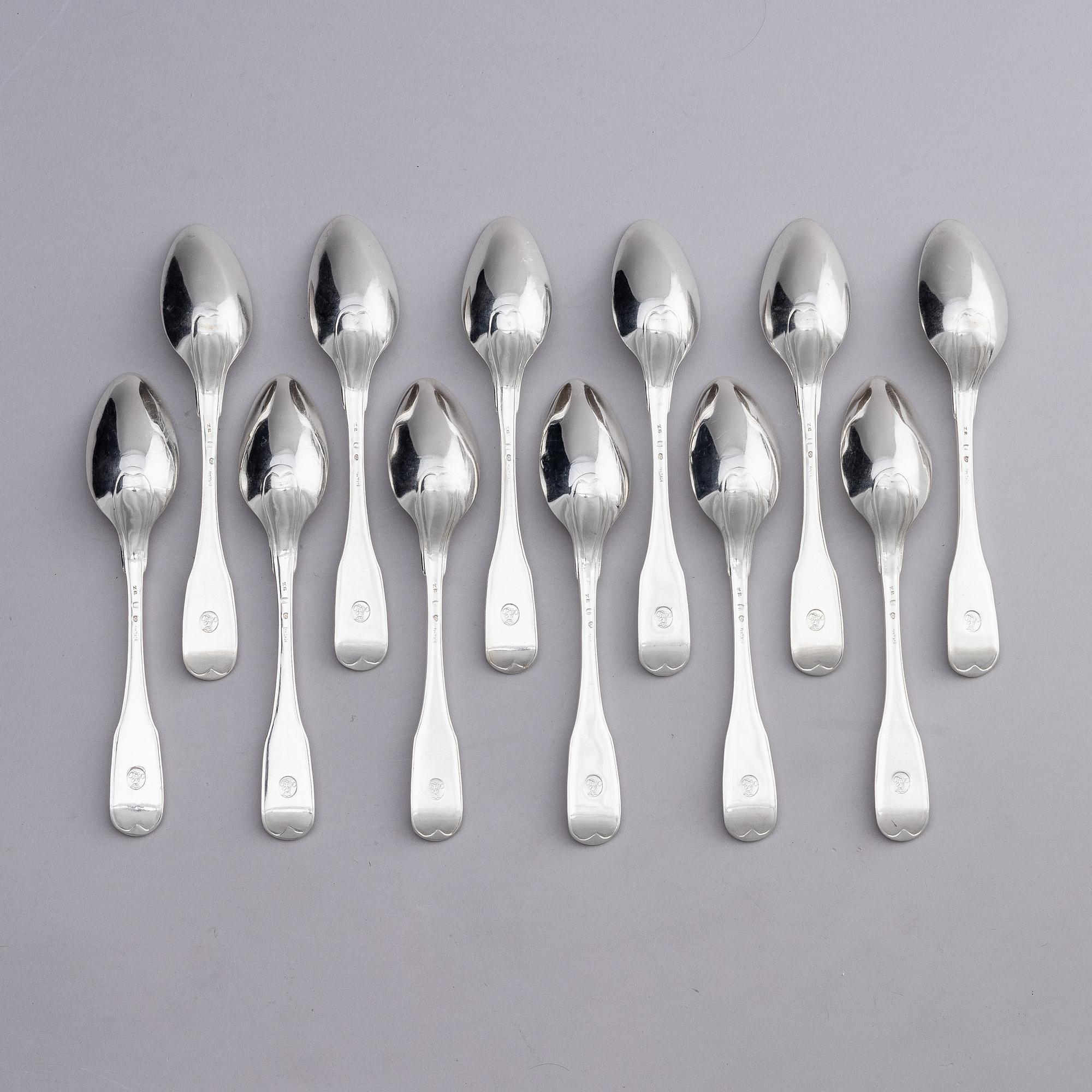 Carl Magnus Ryberg, skedar, 12 st, silver, Stockholm 1806.