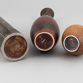 Carl-Harry Stålhane, a set of three stoneware vases, 1950/60s.