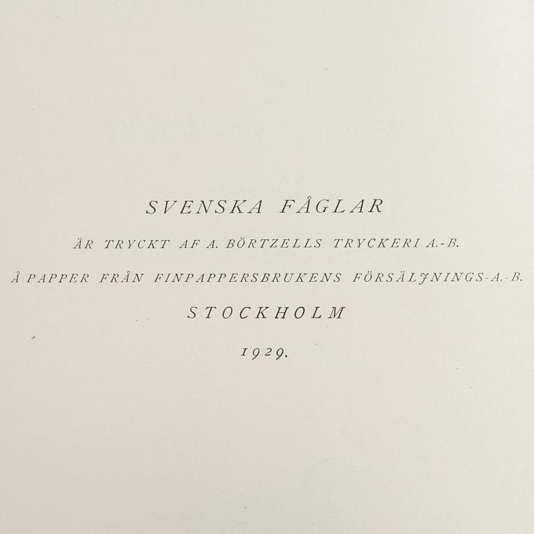 Bröderna von Wright, bokverk, 3 band, "Svenska fåglar", A. Börtzells tryckeri AB, Stockholm, 1927-1929.