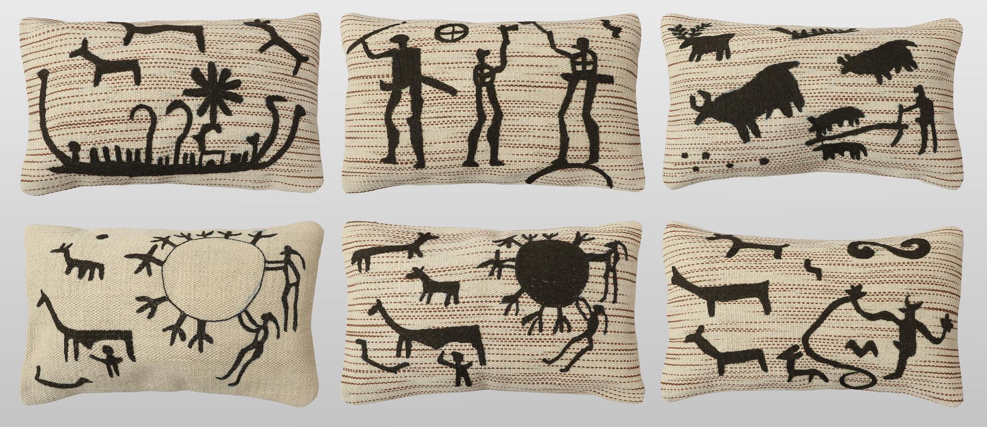Cushion covers, 6 pcs, hand-embroidered Kelim.