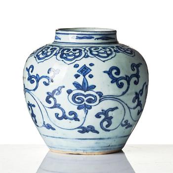 A blue and white jar, Ming dynasty (1368-1644).