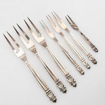 Johan Rohde, forks 7 dlr "Konge/Achorn" sterling silver for Georg Jensen after 1945.