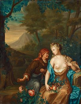 421. Willem van Mieris Follower of, Vertumnus and Pomona.