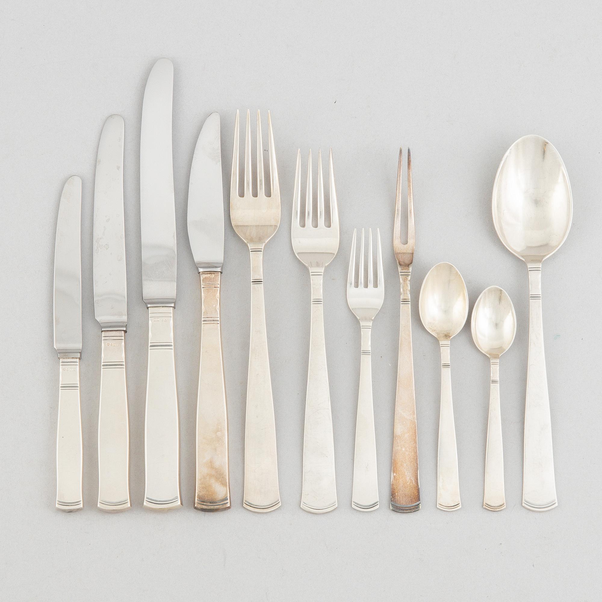 Jacob Ängman, a 169-piece silver cutlery, model 'Rosenholm', GAB, including Stockholm 1959.