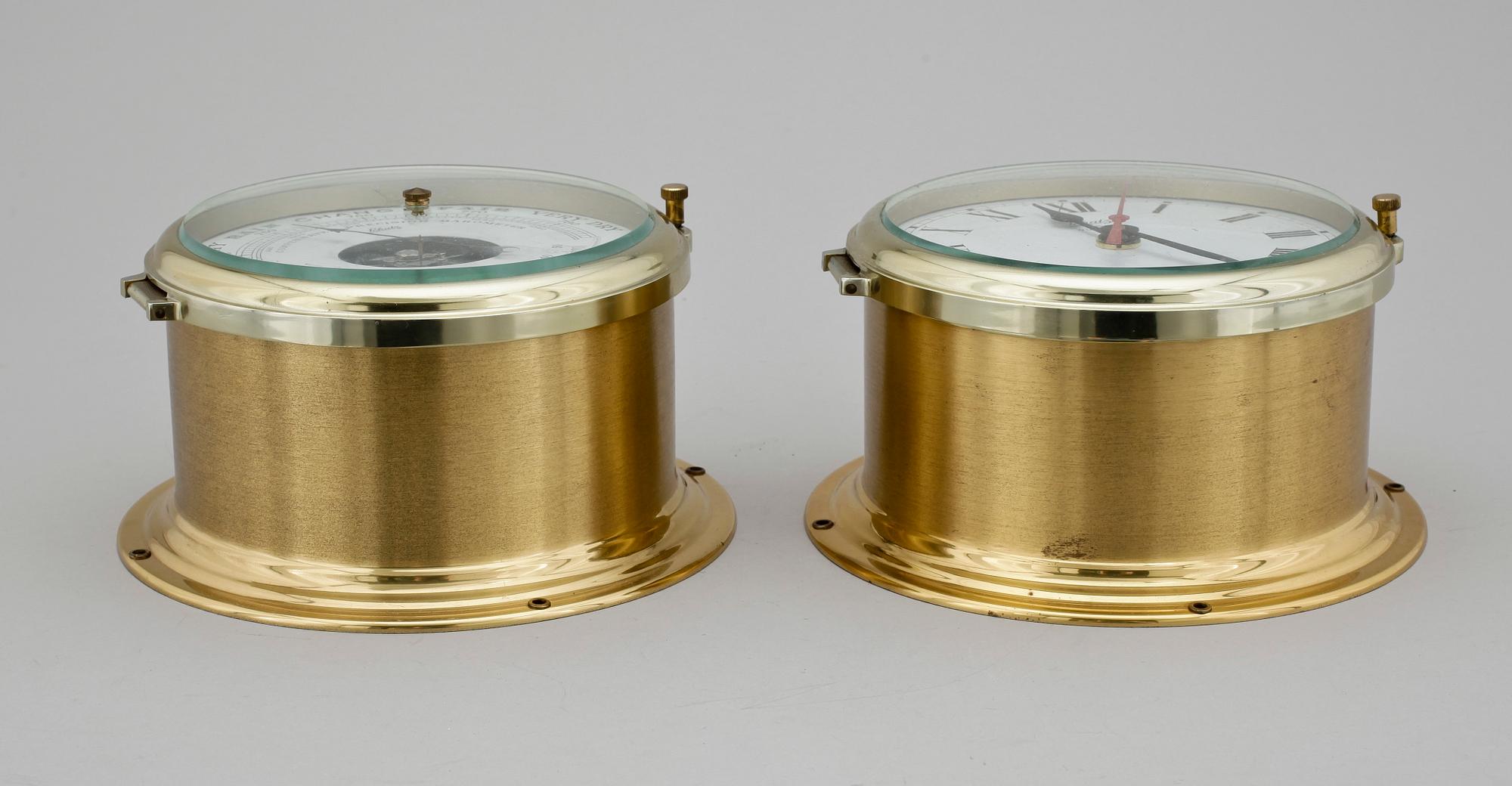 SKEPPSUR SAMT BAROMETER, mässing, Schatz, 1900-talets andra hälft.