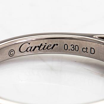 Cartier, a platinum ring with a diamond, ca. 0.30 ct according to engraving.