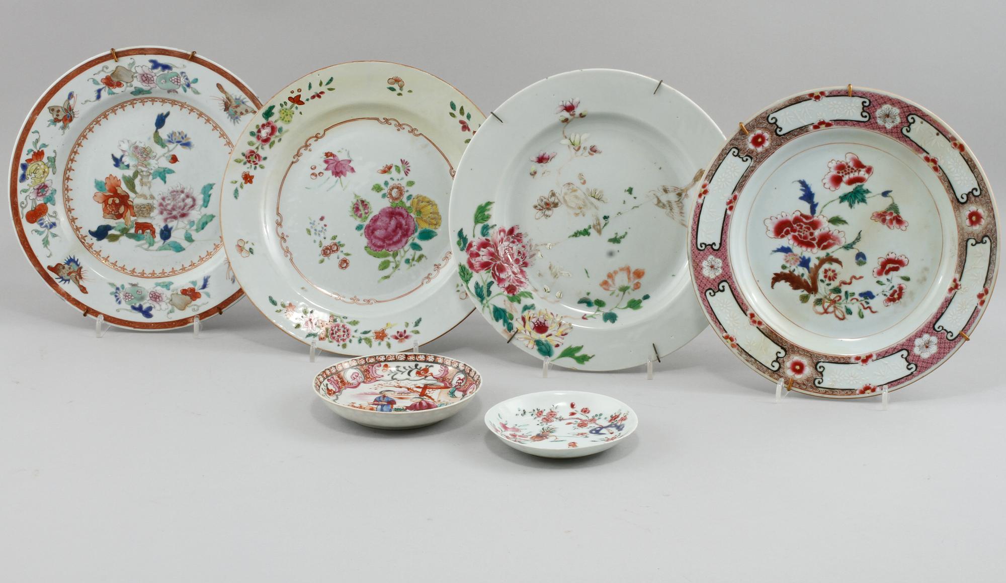 PARTI PORSLIN, 6 delar, Kina, 1700-tal.