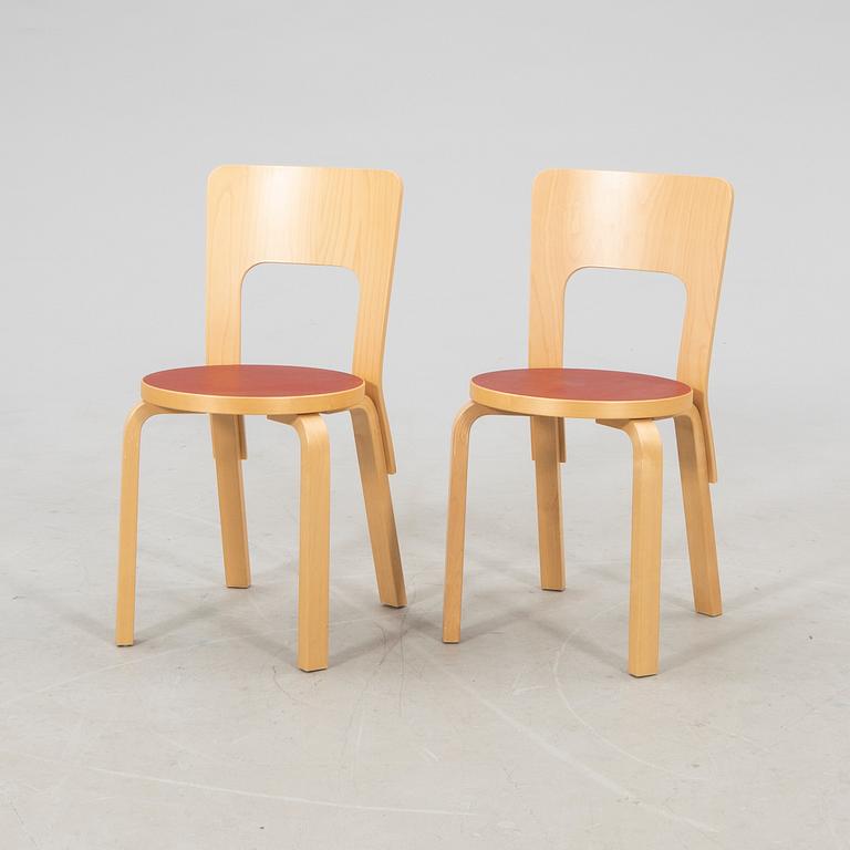 Alvar Aalto, a pair of model 66 chairs, Artek 2008.